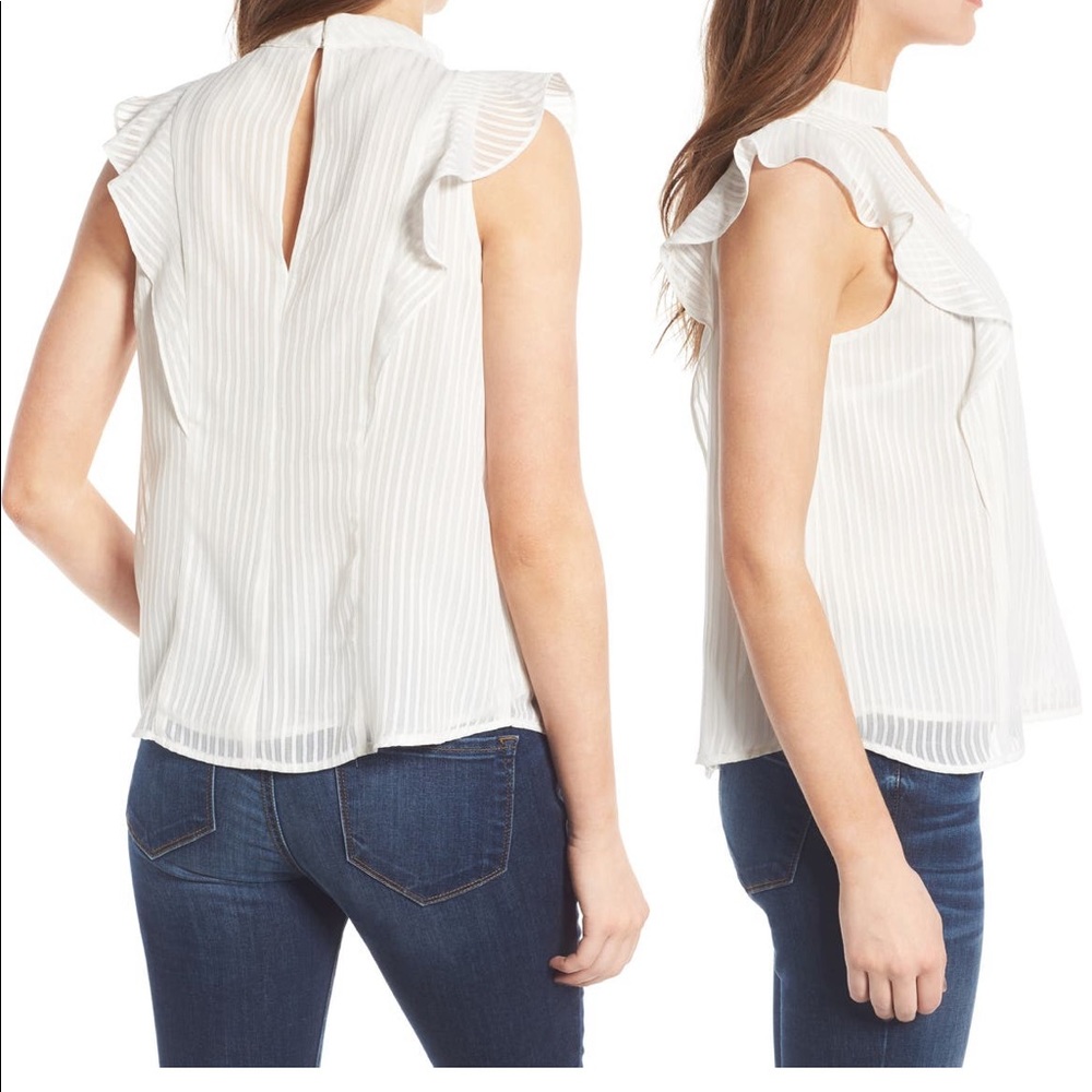 ASTR The Label Ruffle Sleeve Choker Top